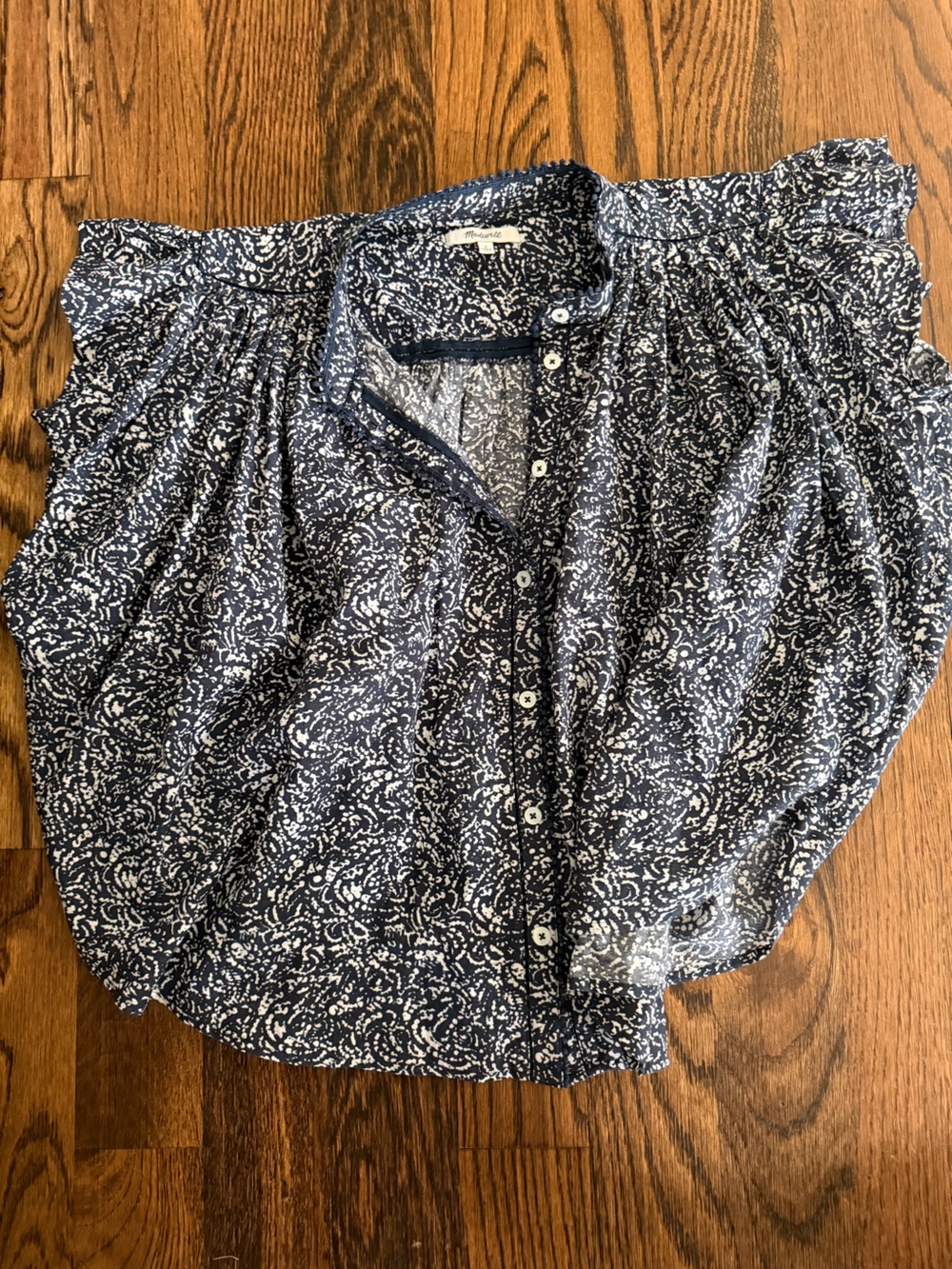 Madewell Navy and White Printed Button-Down Top